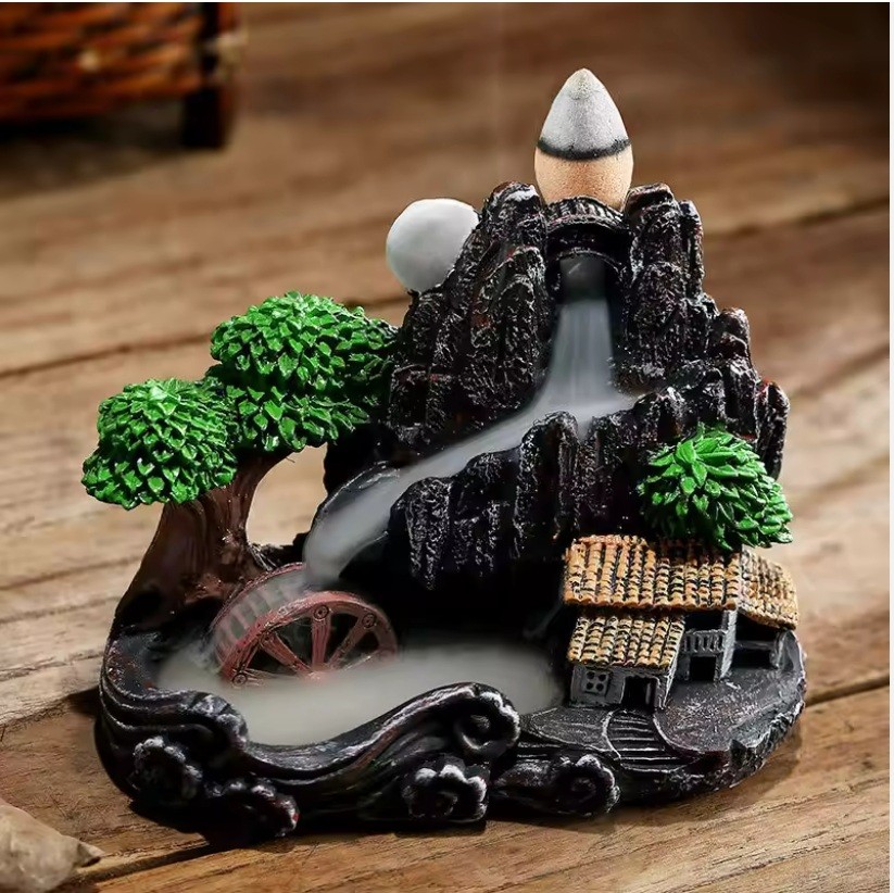 2025 New Ceramics Waterfall Incense Burner Backflow Burner Incense Sticks Holder Koi Fish Incense Censer