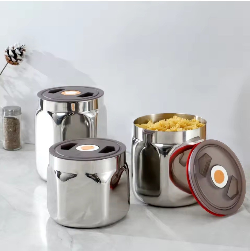 Wholesale 304 Stainless Steel Coffee Bean Sealed Jar Leak-Proof Tea Storage Jar Large Capacity Nuts and Grain Sealed Tin Box
