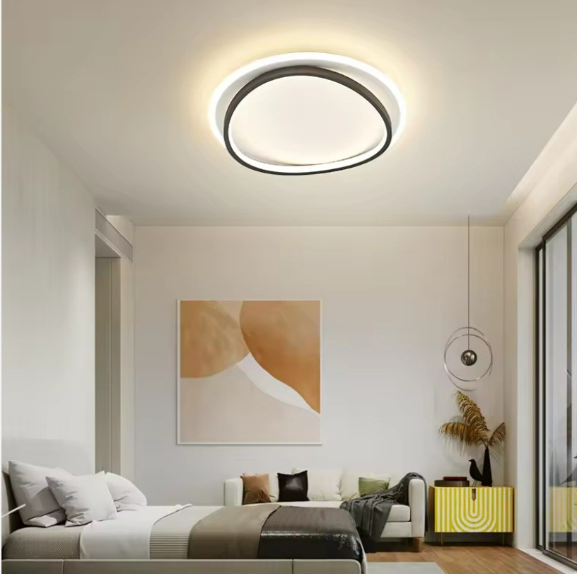 Modern Nordic Semi Flush Downlight Remote Control Round Nordic Home Decorative Lighting Fixtures Living Room Led Ceiling Light