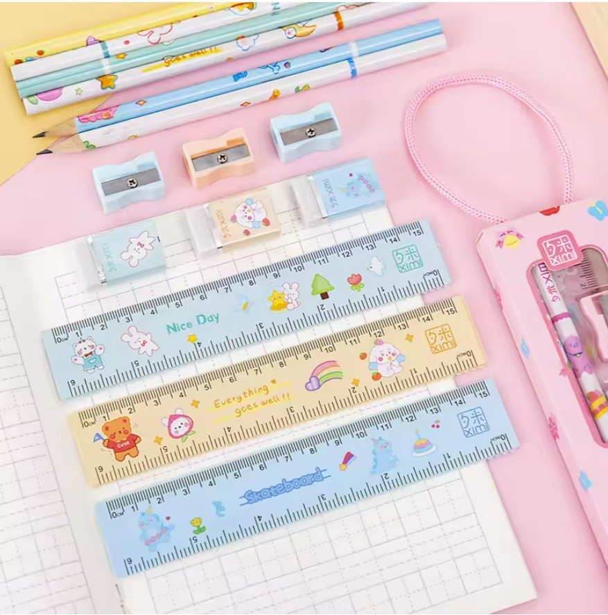Five Piece Stationery Set Children Birthday Gift Cute Kawaii Set Items Wholesale Supplies Product Office Stationary Kids Set