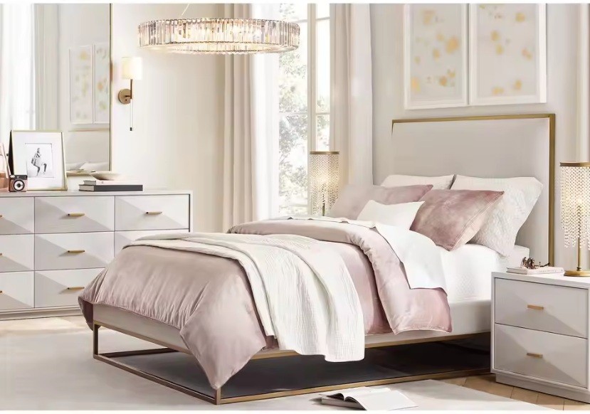 Solid Wood Bed Modern Design Home Furnishings Bedroom Furniture Set Beds 3 Drawer Dresser for Bedroom