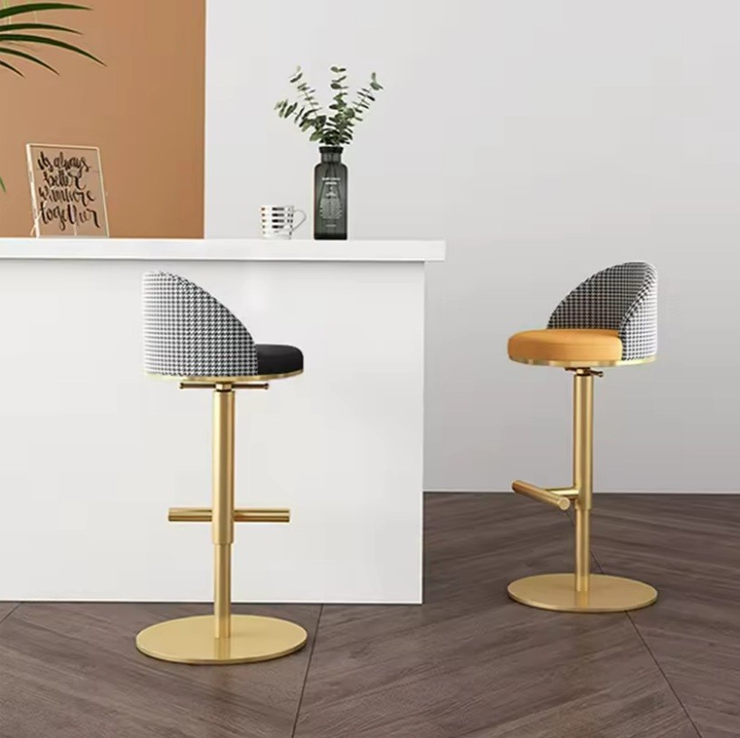 Factory Directly Construction Bar Stools Steel Golden Frame Gold Bar Furniture for the Home Bar Stool